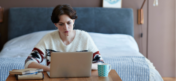 Woman works from home