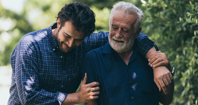 Father and son take a walk