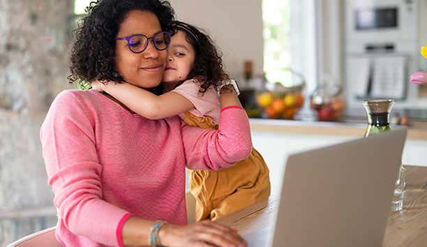 Working mom on computer
